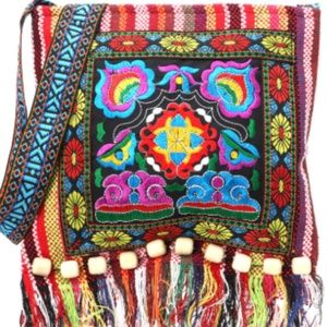 New Vintage Style Embroidered Cross Body Bag